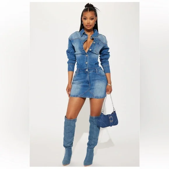 Belleville Denim Mini Dress - Picture 1 of 4